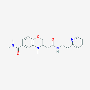 molecular formula C21H26N4O3 B5356895 N,N,4-trimethyl-3-{2-oxo-2-[(2-pyridin-2-ylethyl)amino]ethyl}-3,4-dihydro-2H-1,4-benzoxazine-6-carboxamide 