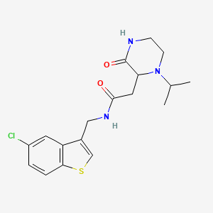 molecular formula C18H22ClN3O2S B5356937 N-[(5-chloro-1-benzothien-3-yl)methyl]-2-(1-isopropyl-3-oxo-2-piperazinyl)acetamide 