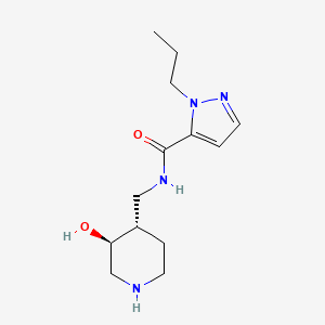 molecular formula C13H22N4O2 B5357032 N-{[(3S*,4S*)-3-hydroxypiperidin-4-yl]methyl}-1-propyl-1H-pyrazole-5-carboxamide 