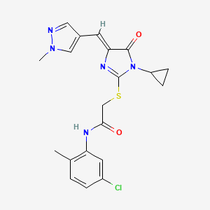 molecular formula C20H20ClN5O2S B5357120 N-(5-CHLORO-2-METHYLPHENYL)-2-({1-CYCLOPROPYL-4-[(Z)-1-(1-METHYL-1H-PYRAZOL-4-YL)METHYLIDENE]-5-OXO-1,5-DIHYDRO-4H-IMIDAZOL-2-YL}SULFANYL)ACETAMIDE 