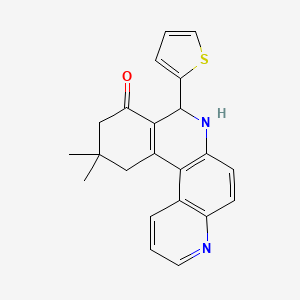 molecular formula C22H20N2OS B5357197 11,11-Dimethyl-8-(2-thienyl)-8,10,11,12-tetrahydrobenzo[a][4,7]phenanthrolin-9(7H)-one 