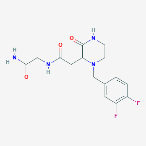 molecular formula C15H18F2N4O3 B5357285 N~2~-{[1-(3,4-difluorobenzyl)-3-oxo-2-piperazinyl]acetyl}glycinamide 