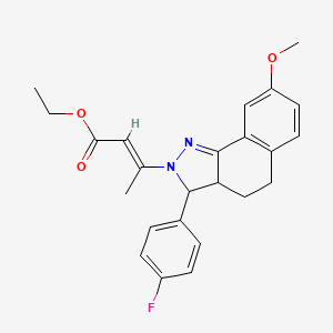 molecular formula C24H25FN2O3 B5357386 ethyl 3-[3-(4-fluorophenyl)-8-methoxy-3,3a,4,5-tetrahydro-2H-benzo[g]indazol-2-yl]-2-butenoate 