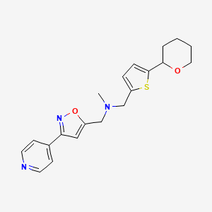 molecular formula C20H23N3O2S B5357593 N-methyl-1-[3-(4-pyridinyl)-5-isoxazolyl]-N-{[5-(tetrahydro-2H-pyran-2-yl)-2-thienyl]methyl}methanamine 