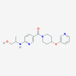 molecular formula C19H24N4O3 B5357618 2-[(5-{[4-(pyridin-3-yloxy)piperidin-1-yl]carbonyl}pyridin-2-yl)amino]propan-1-ol 