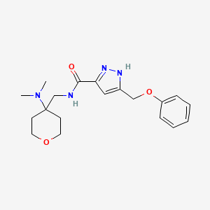 molecular formula C19H26N4O3 B5357661 N-{[4-(dimethylamino)tetrahydro-2H-pyran-4-yl]methyl}-5-(phenoxymethyl)-1H-pyrazole-3-carboxamide 
