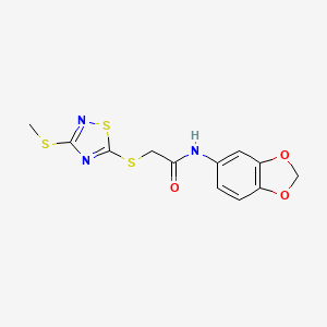 molecular formula C12H11N3O3S3 B5357665 N-1,3-benzodioxol-5-yl-2-{[3-(methylthio)-1,2,4-thiadiazol-5-yl]thio}acetamide 