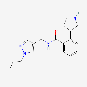 molecular formula C18H24N4O B5357699 N-[(1-propylpyrazol-4-yl)methyl]-2-pyrrolidin-3-ylbenzamide 