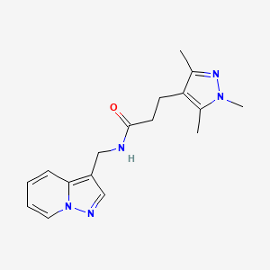 molecular formula C17H21N5O B5357731 N-(pyrazolo[1,5-a]pyridin-3-ylmethyl)-3-(1,3,5-trimethyl-1H-pyrazol-4-yl)propanamide 