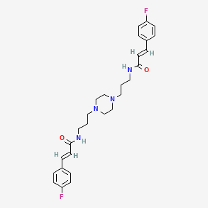 molecular formula C28H34F2N4O2 B5357777 N,N'-(1,4-piperazinediyldi-3,1-propanediyl)bis[3-(4-fluorophenyl)acrylamide] 