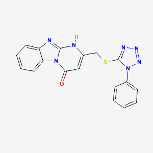 molecular formula C18H13N7OS B5357826 2-{[(1-phenyl-1H-tetrazol-5-yl)sulfanyl]methyl}pyrimido[1,2-a]benzimidazol-4(1H)-one 