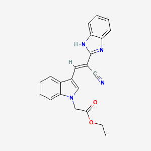 molecular formula C22H18N4O2 B5357866 ethyl 2-[3-[(E)-2-(1H-benzimidazol-2-yl)-2-cyanoethenyl]indol-1-yl]acetate 