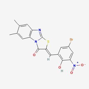 molecular formula C18H12BrN3O4S B5357936 2-(5-bromo-2-hydroxy-3-nitrobenzylidene)-6,7-dimethyl[1,3]thiazolo[3,2-a]benzimidazol-3(2H)-one 