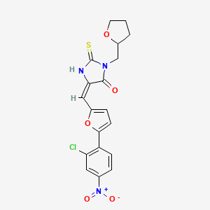 molecular formula C19H16ClN3O5S B5357986 5-{(E)-1-[5-(2-CHLORO-4-NITROPHENYL)-2-FURYL]METHYLIDENE}-3-(TETRAHYDRO-2-FURANYLMETHYL)-2-THIOXOTETRAHYDRO-4H-IMIDAZOL-4-ONE 
