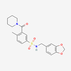 molecular formula C21H24N2O5S B5358076 N-(1,3-benzodioxol-5-ylmethyl)-4-methyl-3-(piperidin-1-ylcarbonyl)benzenesulfonamide 