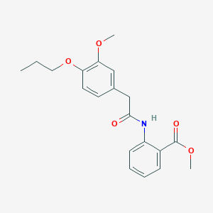 molecular formula C20H23NO5 B5358094 Methyl 2-[[2-(3-methoxy-4-propoxyphenyl)acetyl]amino]benzoate 