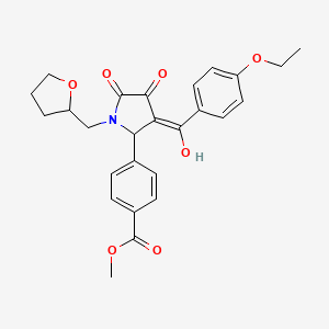 molecular formula C26H27NO7 B5358154 methyl 4-[(3E)-3-[(4-ethoxyphenyl)-hydroxymethylidene]-4,5-dioxo-1-(oxolan-2-ylmethyl)pyrrolidin-2-yl]benzoate 