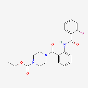 molecular formula C21H22FN3O4 B5358230 ethyl 4-{2-[(2-fluorobenzoyl)amino]benzoyl}-1-piperazinecarboxylate 