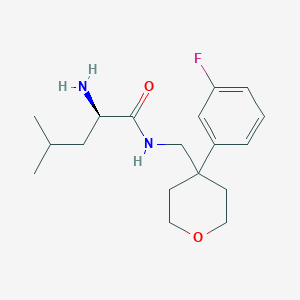 molecular formula C18H27FN2O2 B5358246 N~1~-{[4-(3-fluorophenyl)tetrahydro-2H-pyran-4-yl]methyl}-D-leucinamide 