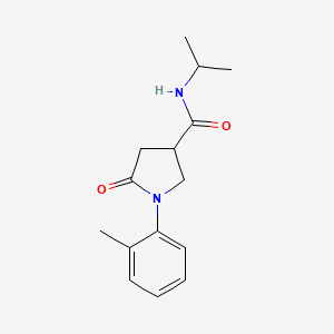 molecular formula C15H20N2O2 B5358250 N-isopropyl-1-(2-methylphenyl)-5-oxo-3-pyrrolidinecarboxamide 