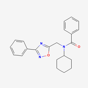 molecular formula C22H23N3O2 B5358265 N-cyclohexyl-N-[(3-phenyl-1,2,4-oxadiazol-5-yl)methyl]benzamide 