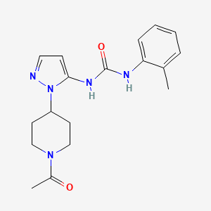 molecular formula C18H23N5O2 B5358280 N-[1-(1-acetylpiperidin-4-yl)-1H-pyrazol-5-yl]-N'-(2-methylphenyl)urea 