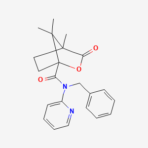 molecular formula C22H24N2O3 B5358299 N-benzyl-4,7,7-trimethyl-3-oxo-N-pyridin-2-yl-2-oxabicyclo[2.2.1]heptane-1-carboxamide 