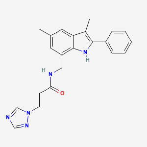 molecular formula C22H23N5O B5358312 N-[(3,5-dimethyl-2-phenyl-1H-indol-7-yl)methyl]-3-(1H-1,2,4-triazol-1-yl)propanamide 