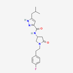 molecular formula C20H25FN4O2 B5358332 N-[1-[2-(4-fluorophenyl)ethyl]-5-oxopyrrolidin-3-yl]-5-(2-methylpropyl)-1H-pyrazole-3-carboxamide 