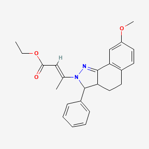 molecular formula C24H26N2O3 B5358455 Ethyl (2E)-3-{8-methoxy-3-phenyl-2H,3H,3AH,4H,5H-benzo[G]indazol-2-YL}but-2-enoate 