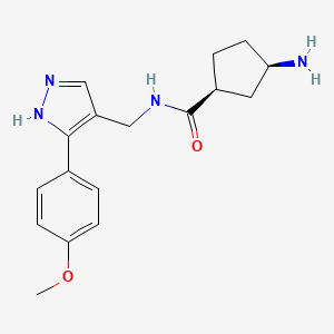 molecular formula C17H22N4O2 B5358554 rel-(1S,3R)-3-amino-N-{[3-(4-methoxyphenyl)-1H-pyrazol-4-yl]methyl}cyclopentanecarboxamide hydrochloride 