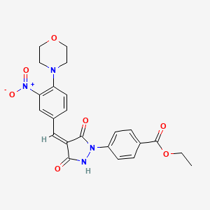 molecular formula C23H22N4O7 B5358622 ethyl 4-[(4Z)-4-[(4-morpholin-4-yl-3-nitrophenyl)methylidene]-3,5-dioxopyrazolidin-1-yl]benzoate 