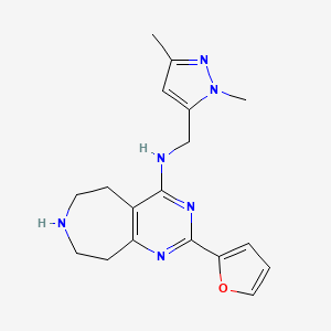 molecular formula C18H22N6O B5358636 N-[(1,3-dimethyl-1H-pyrazol-5-yl)methyl]-2-(2-furyl)-6,7,8,9-tetrahydro-5H-pyrimido[4,5-d]azepin-4-amine 