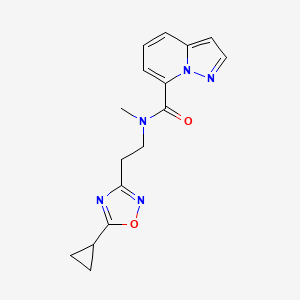 molecular formula C16H17N5O2 B5358699 N-[2-(5-cyclopropyl-1,2,4-oxadiazol-3-yl)ethyl]-N-methylpyrazolo[1,5-a]pyridine-7-carboxamide 