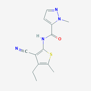 molecular formula C13H14N4OS B5358754 N-(3-cyano-4-ethyl-5-methylthiophen-2-yl)-1-methyl-1H-pyrazole-5-carboxamide 