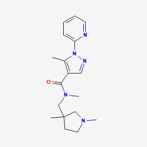molecular formula C18H25N5O B5358768 N-[(1,3-dimethylpyrrolidin-3-yl)methyl]-N,5-dimethyl-1-pyridin-2-yl-1H-pyrazole-4-carboxamide 