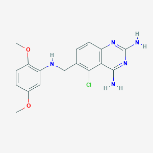 molecular formula C17H18ClN5O2 B535878 5-Chloro-6-[(2,5-dimethoxyanilino)methyl]quinazoline-2,4-diamine 