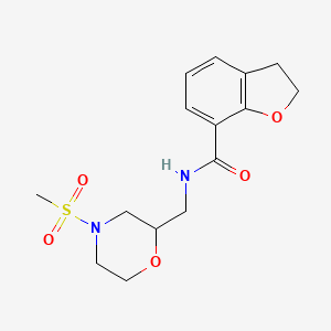 molecular formula C15H20N2O5S B5358888 N-{[4-(methylsulfonyl)morpholin-2-yl]methyl}-2,3-dihydro-1-benzofuran-7-carboxamide 