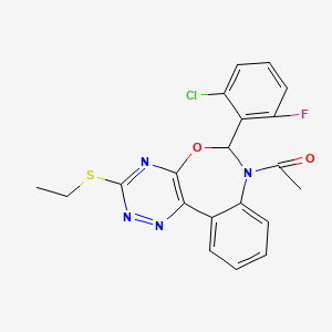 molecular formula C20H16ClFN4O2S B5358967 1-[6-(2-CHLORO-6-FLUOROPHENYL)-3-(ETHYLSULFANYL)[1,2,4]TRIAZINO[5,6-D][3,1]BENZOXAZEPIN-7(6H)-YL]-1-ETHANONE 