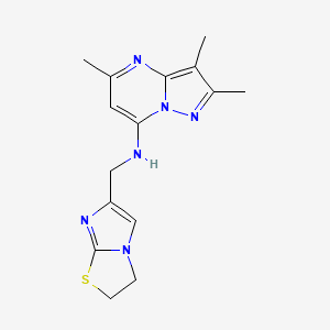 molecular formula C15H18N6S B5358985 N-(2,3-dihydroimidazo[2,1-b][1,3]thiazol-6-ylmethyl)-2,3,5-trimethylpyrazolo[1,5-a]pyrimidin-7-amine 