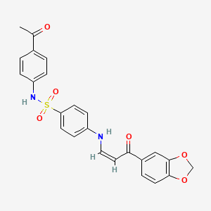 molecular formula C24H20N2O6S B5358995 N-(4-acetylphenyl)-4-{[3-(1,3-benzodioxol-5-yl)-3-oxo-1-propen-1-yl]amino}benzenesulfonamide 