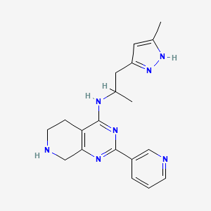 molecular formula C19H23N7 B5359037 N-[1-methyl-2-(3-methyl-1H-pyrazol-5-yl)ethyl]-2-pyridin-3-yl-5,6,7,8-tetrahydropyrido[3,4-d]pyrimidin-4-amine 