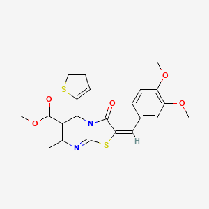 molecular formula C22H20N2O5S2 B5359135 methyl 2-(3,4-dimethoxybenzylidene)-7-methyl-3-oxo-5-(2-thienyl)-2,3-dihydro-5H-[1,3]thiazolo[3,2-a]pyrimidine-6-carboxylate 