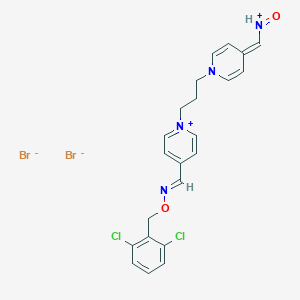 molecular formula C22H22Br2Cl2N4O2 B053592 Trimethylene-bis(4-hydroxyiminomethyl)pyridium dibromide mono-2,6-dichlorobenzyl ether CAS No. 122168-73-4