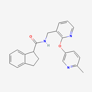 molecular formula C22H21N3O2 B5359443 N-({2-[(6-methylpyridin-3-yl)oxy]pyridin-3-yl}methyl)indane-1-carboxamide 