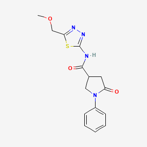 molecular formula C15H16N4O3S B5359475 N-[5-(methoxymethyl)-1,3,4-thiadiazol-2-yl]-5-oxo-1-phenylpyrrolidine-3-carboxamide 
