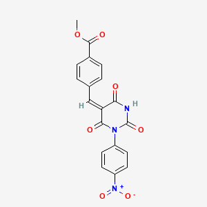 molecular formula C19H13N3O7 B5359539 methyl 4-[(E)-[1-(4-nitrophenyl)-2,4,6-trioxo-1,3-diazinan-5-ylidene]methyl]benzoate 