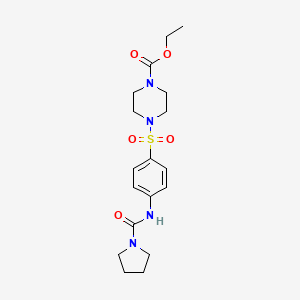 molecular formula C18H26N4O5S B5359583 ethyl 4-[4-(pyrrolidine-1-carbonylamino)phenyl]sulfonylpiperazine-1-carboxylate 