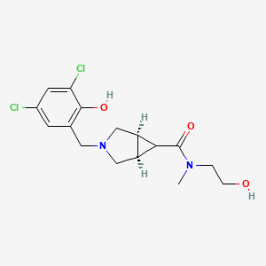 molecular formula C16H20Cl2N2O3 B5359671 (1R*,5S*,6r)-3-(3,5-dichloro-2-hydroxybenzyl)-N-(2-hydroxyethyl)-N-methyl-3-azabicyclo[3.1.0]hexane-6-carboxamide 