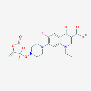 molecular formula C21H22FN3O7 B053598 N-((4-Methyl-5-methylene-2-oxo-1,3-dioxolan-4-yl)oxy)norfloxacin CAS No. 117458-86-3